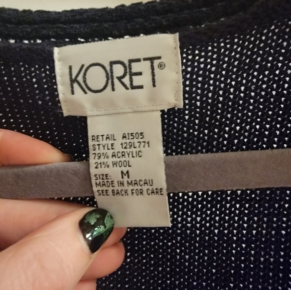 Vintage Navy Koret Sweater Vest With Floral Embroidery Size Medium NWT - Picture 2 of 14